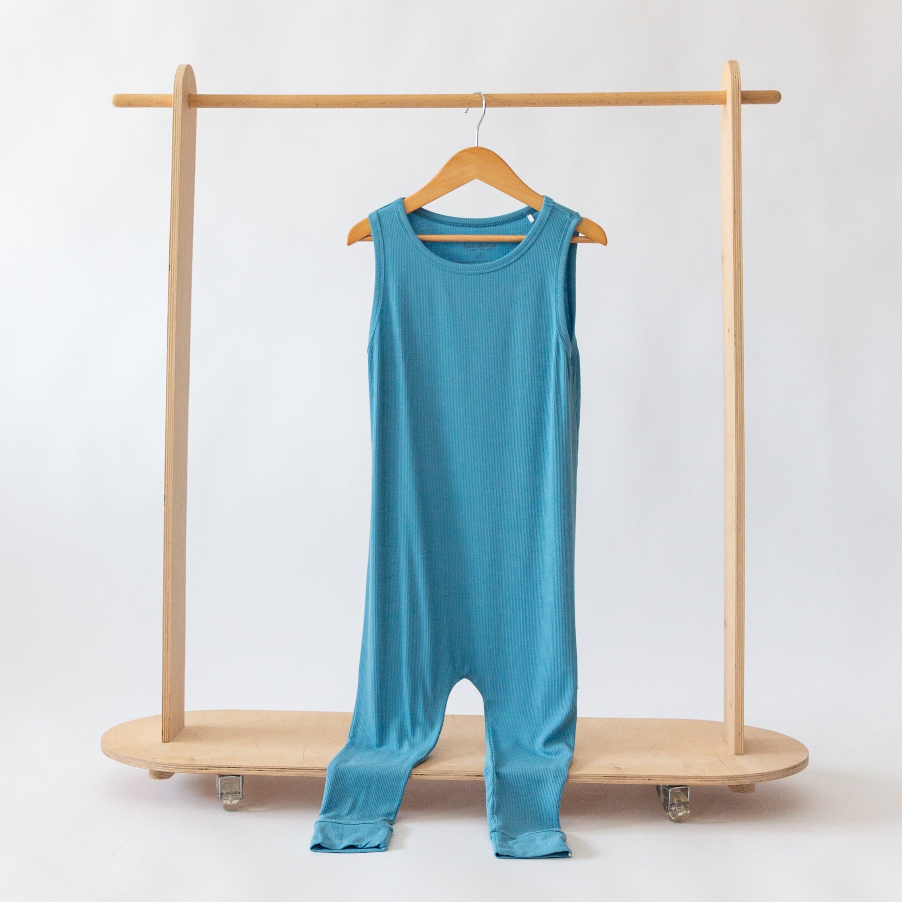 Poolside Blue Small Ribbed Harem Romper