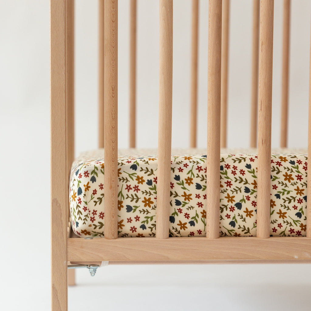 Cream Floral Crib Sheet