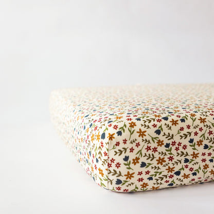 Cream Floral Crib Sheet