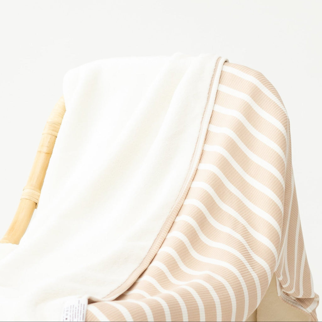 Tan Wide Stripe Small Ribbed Toddler Blanket