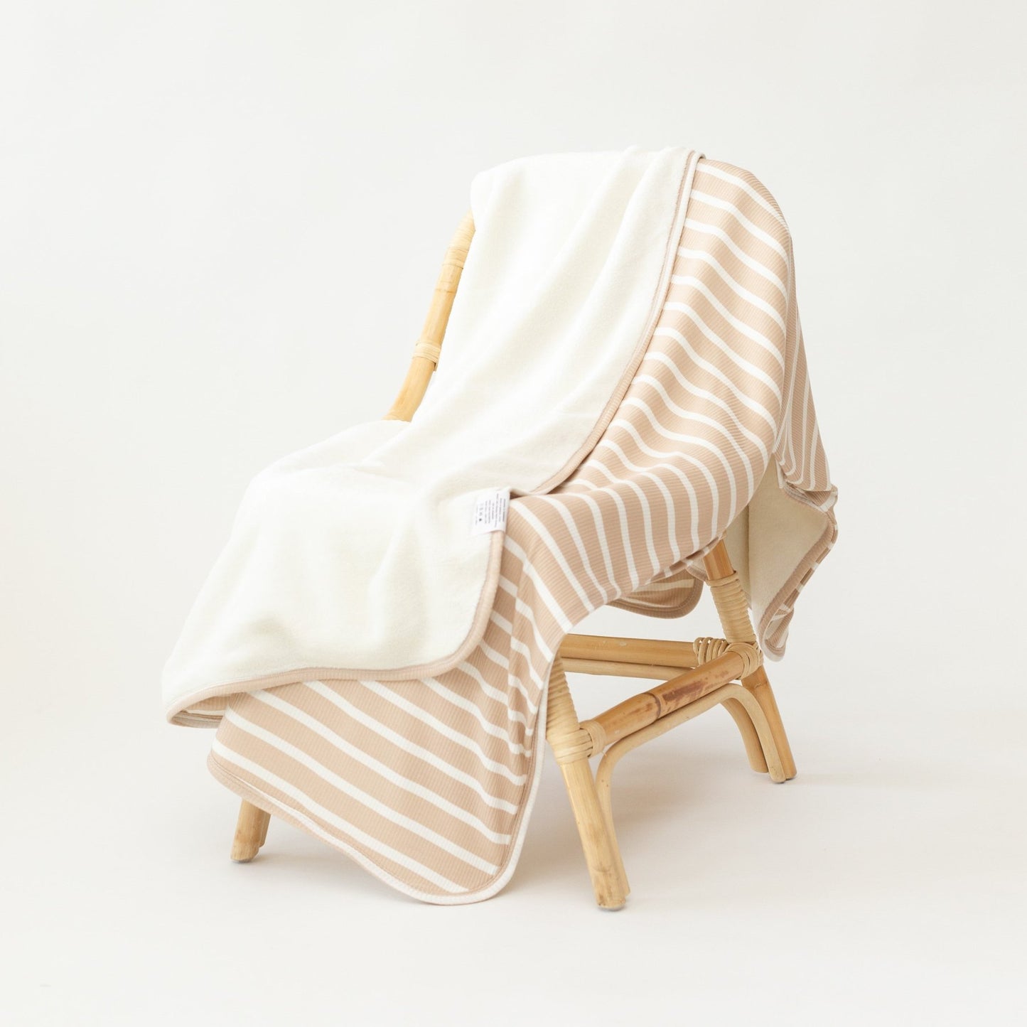 Tan Wide Stripe Small Ribbed Adult Blanket