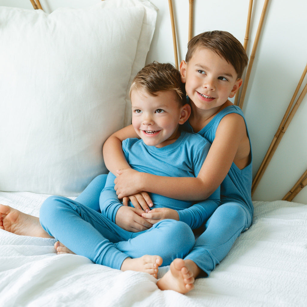 Poolside Blue Small Ribbed Harem Romper