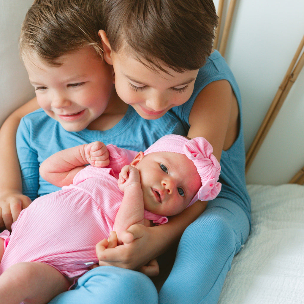 Poolside Blue Small Ribbed Harem Romper