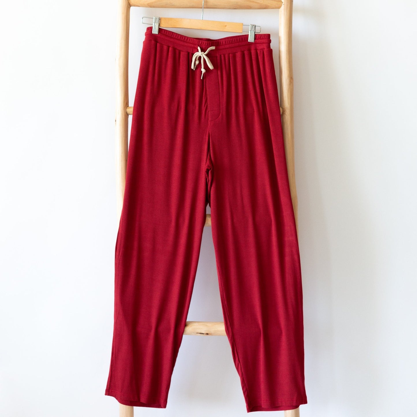 Berry Red Small Ribbed Men's Pants