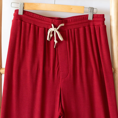 Berry Red Small Ribbed Men's Pants