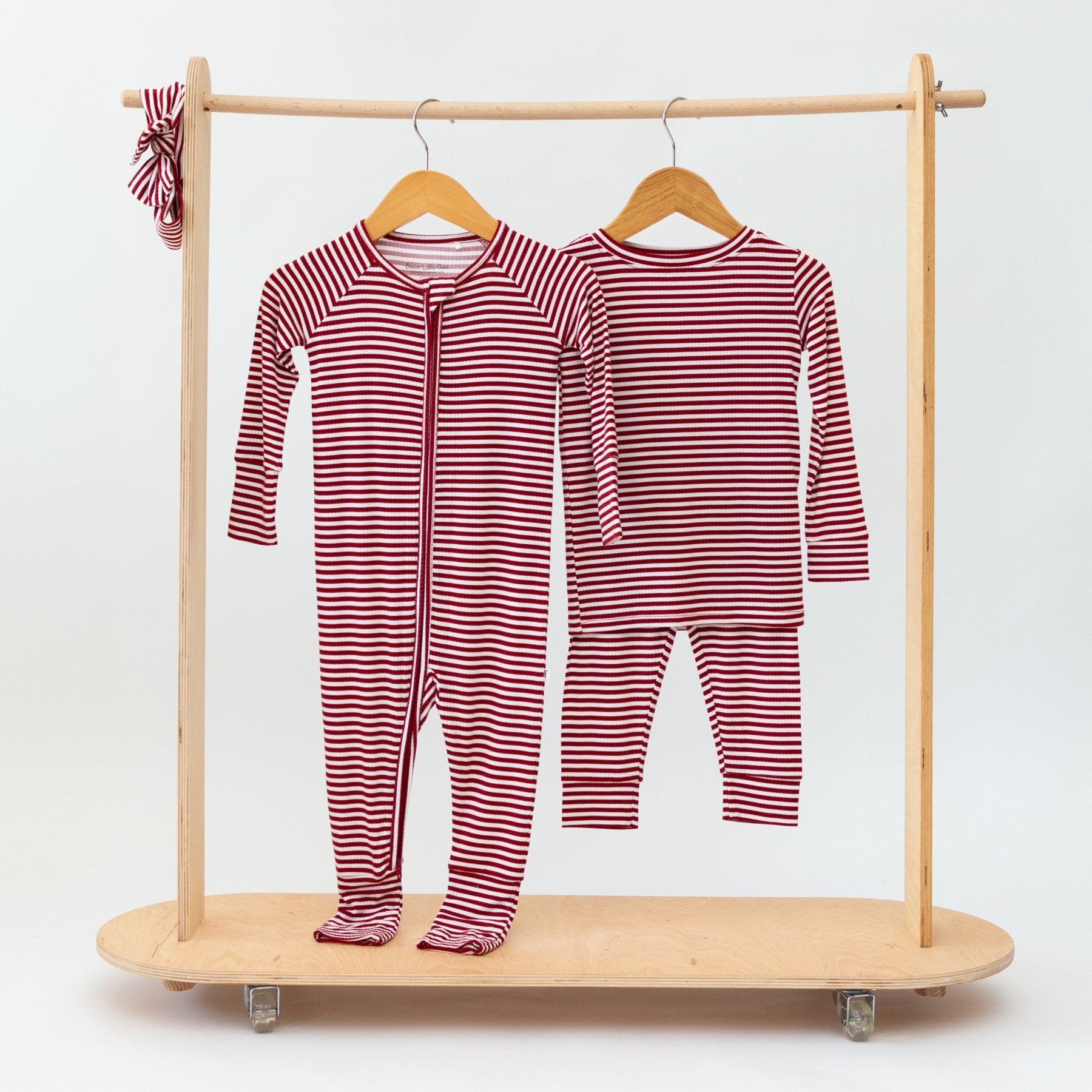 Red Stripe Small Ribbed Two-Piece Set