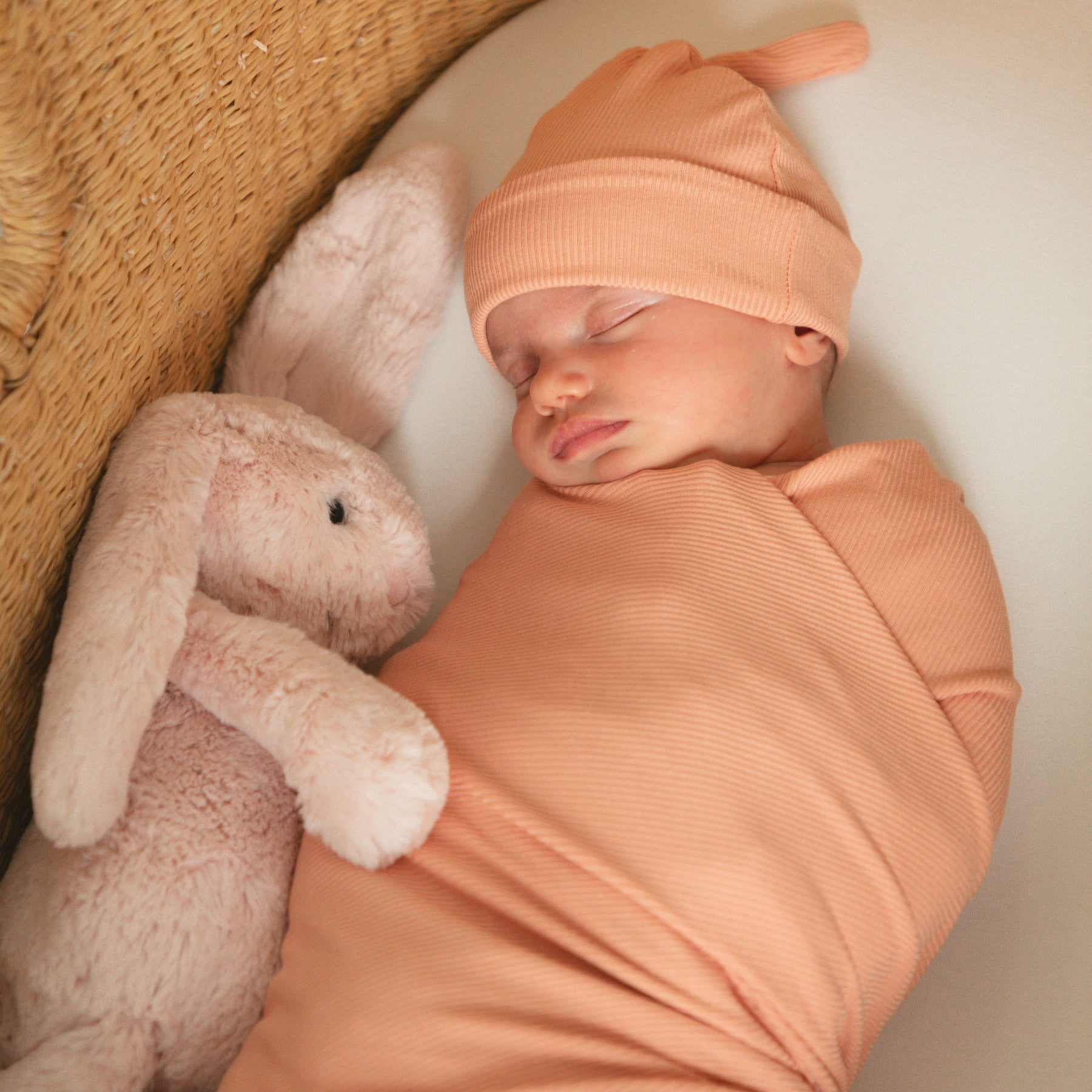 Coral Small Ribbed Swaddle Set