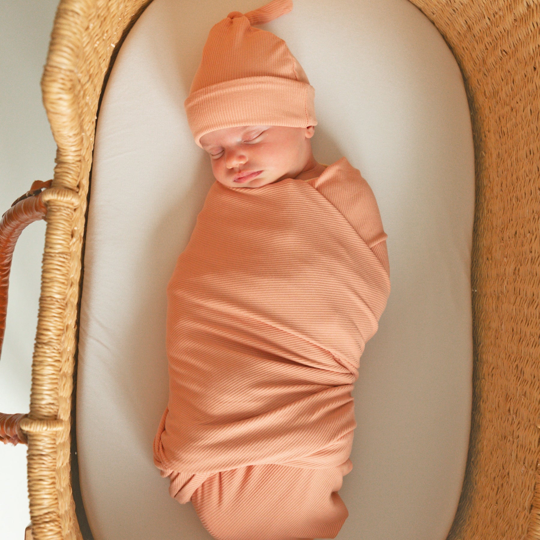 Coral Small Ribbed Swaddle Set
