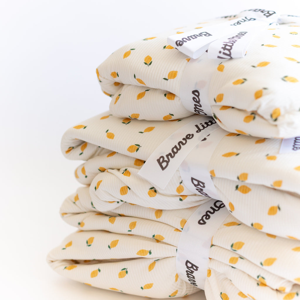 Lemons Small Ribbed Toddler Blanket