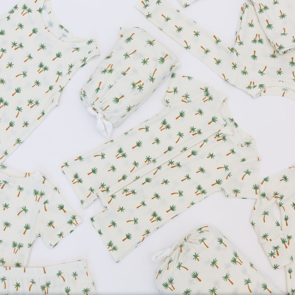 Island Palm Trees Small Ribbed Summer Zip Romper