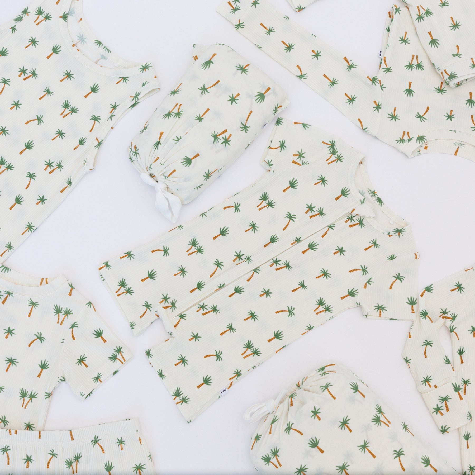 Island Palm Trees Small Ribbed Summer Zip Romper