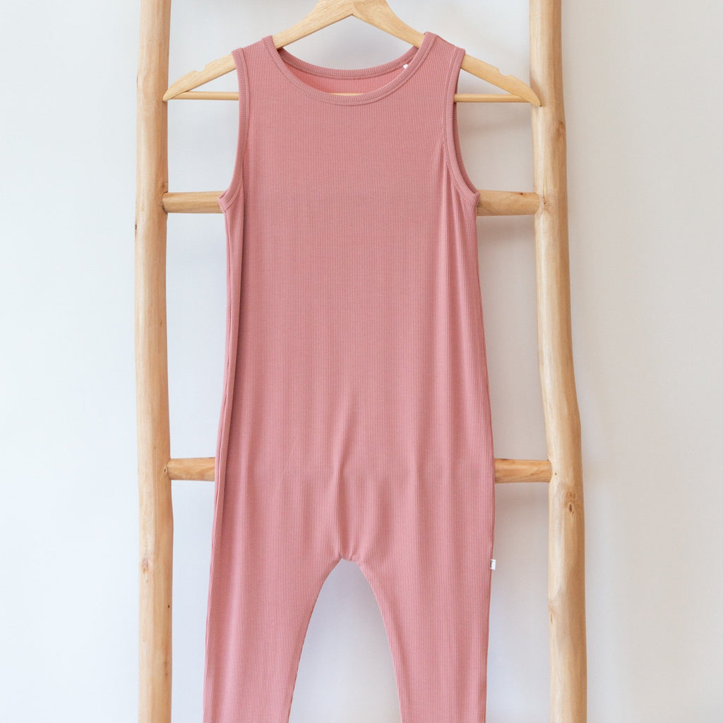 Mauve Small Ribbed Harem Romper