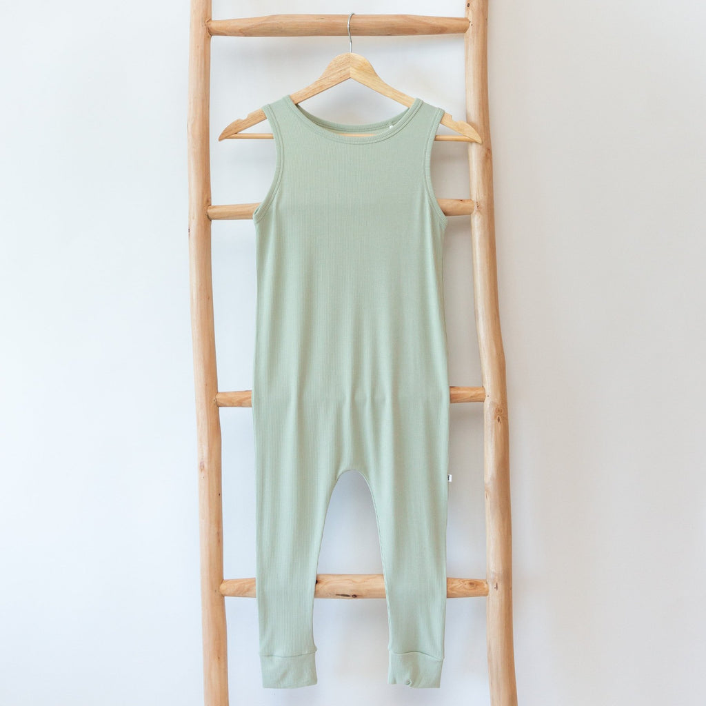 Dusty Sage Small Ribbed Harem Romper