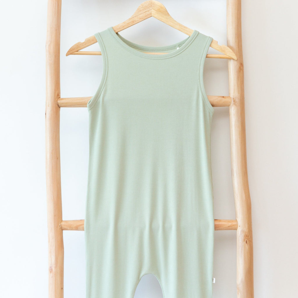 Dusty Sage Small Ribbed Harem Romper