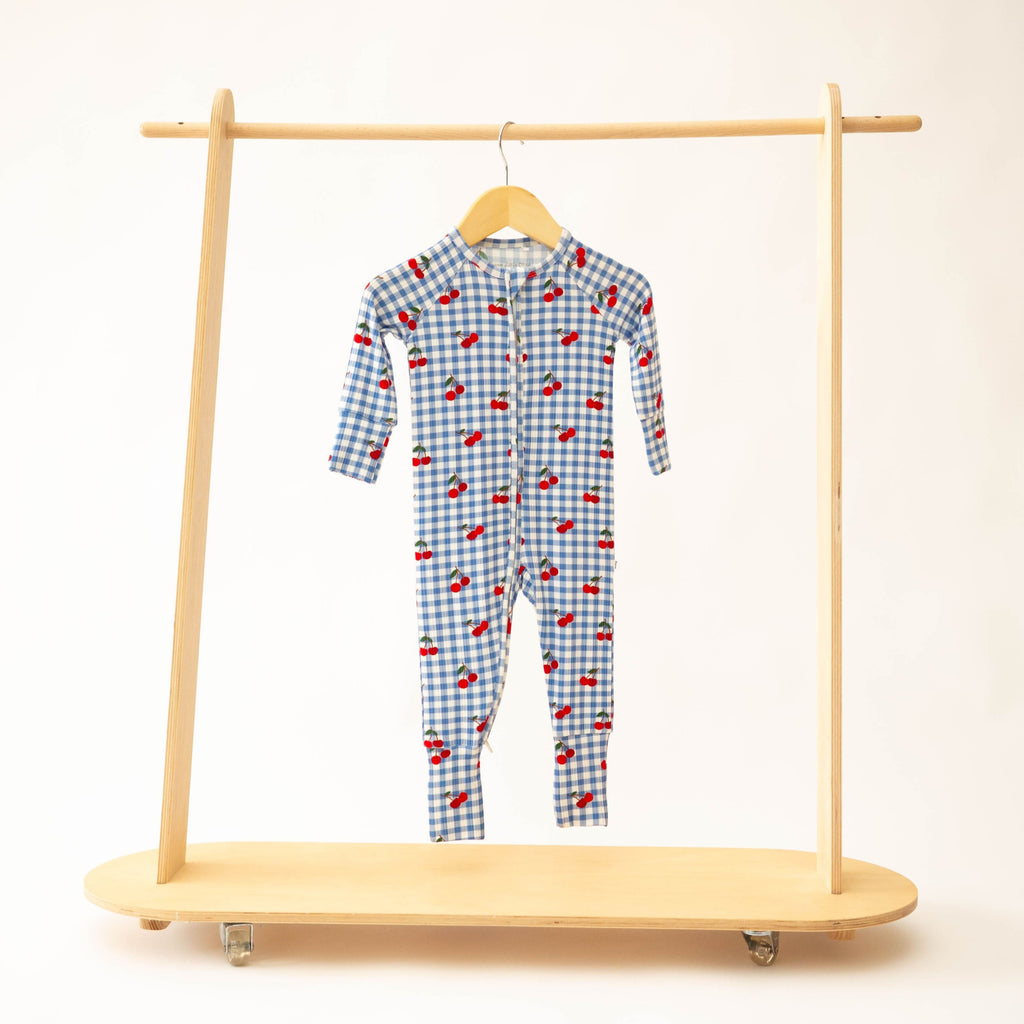 Vintage Cherries Small Ribbed Zip Romper