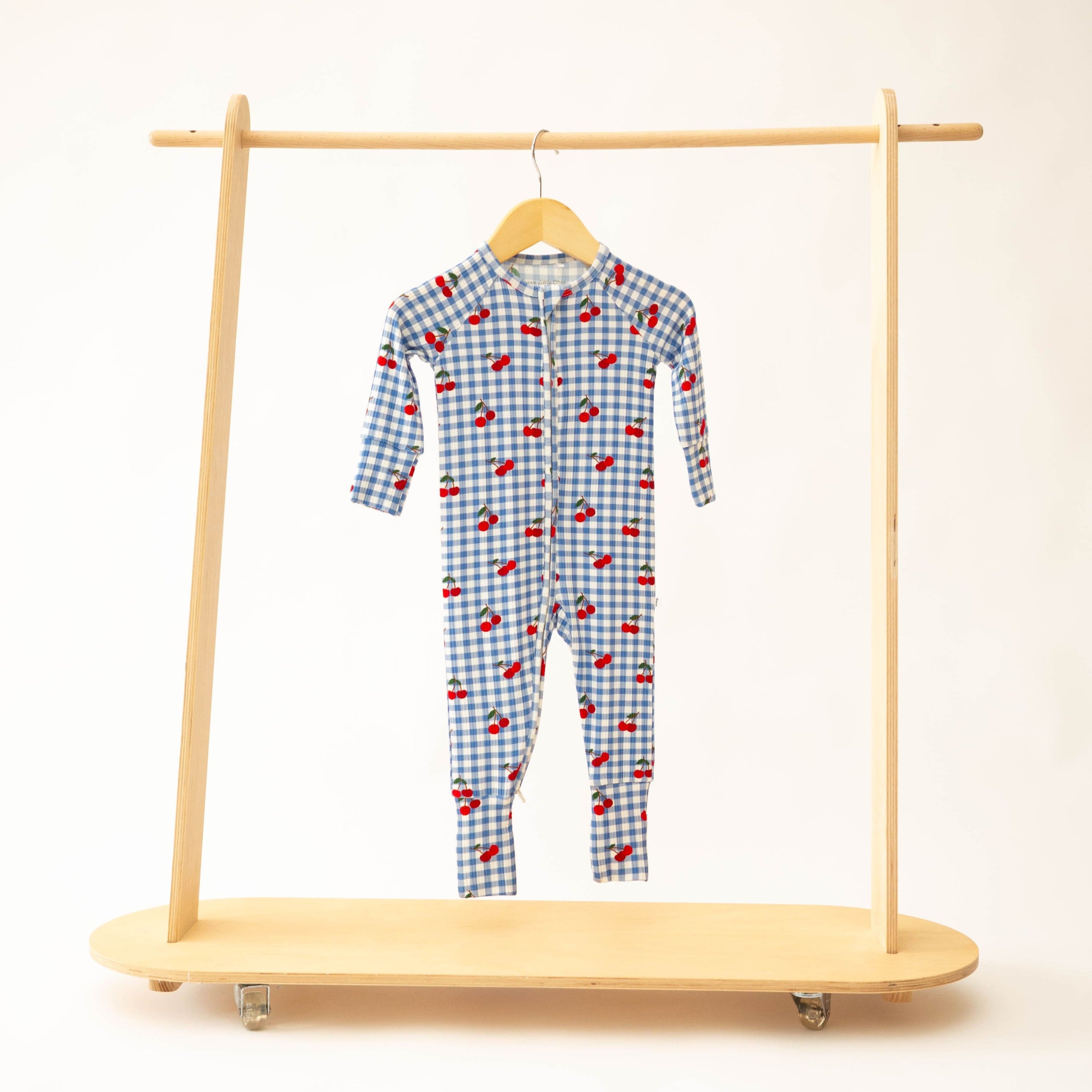 Vintage Cherries Small Ribbed Zip Romper