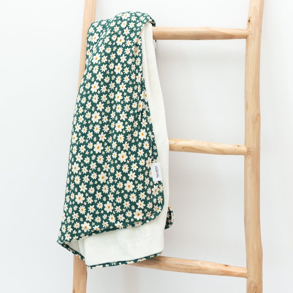 Green Floral Small Ribbed Adult Blanket