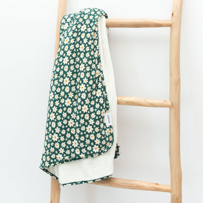 Green Floral Ribbed Youth Blanket