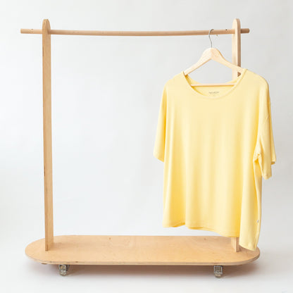 Lemon Yellow Small Ribbed Women's Short Sleeve Top