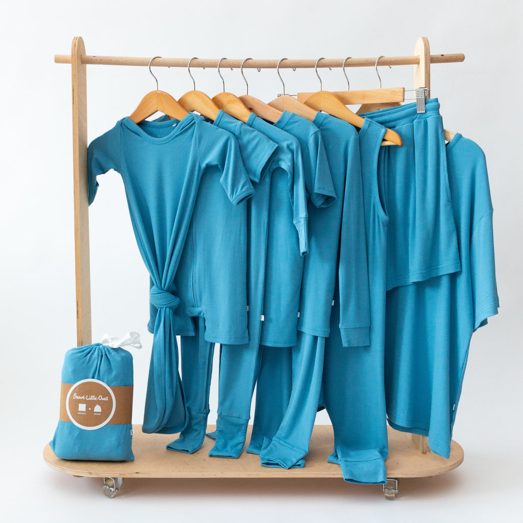 Poolside Blue Small Ribbed Harem Romper