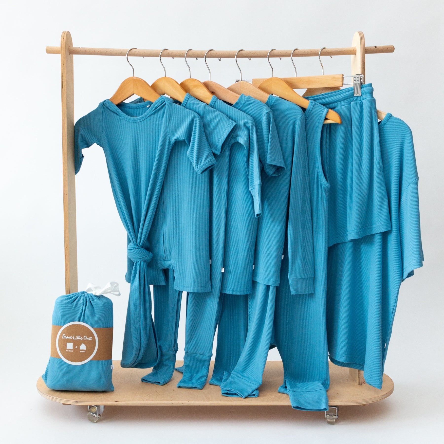 Poolside Blue Small Ribbed Harem Romper