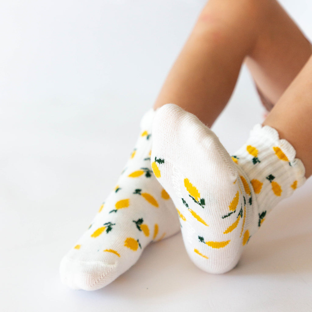 Pink Daisies & Lemons Ruffle Socks 3 Pack