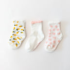 Pink Daisies & Lemons Ruffle Socks 3 Pack