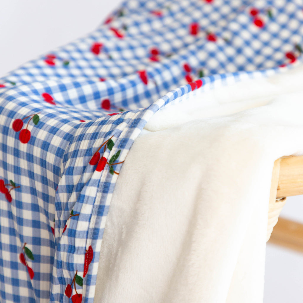 Vintage Cherries Small Ribbed Youth Blanket