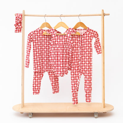 Be Mine Gingham Small Ribbed Zip Romper