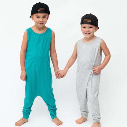 Teal Small Ribbed Harem Romper