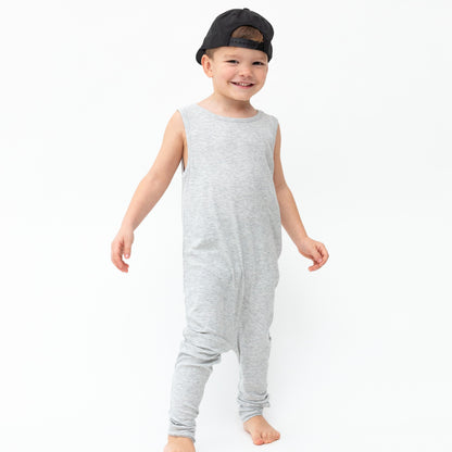 Heather Gray Small Ribbed Harem Romper