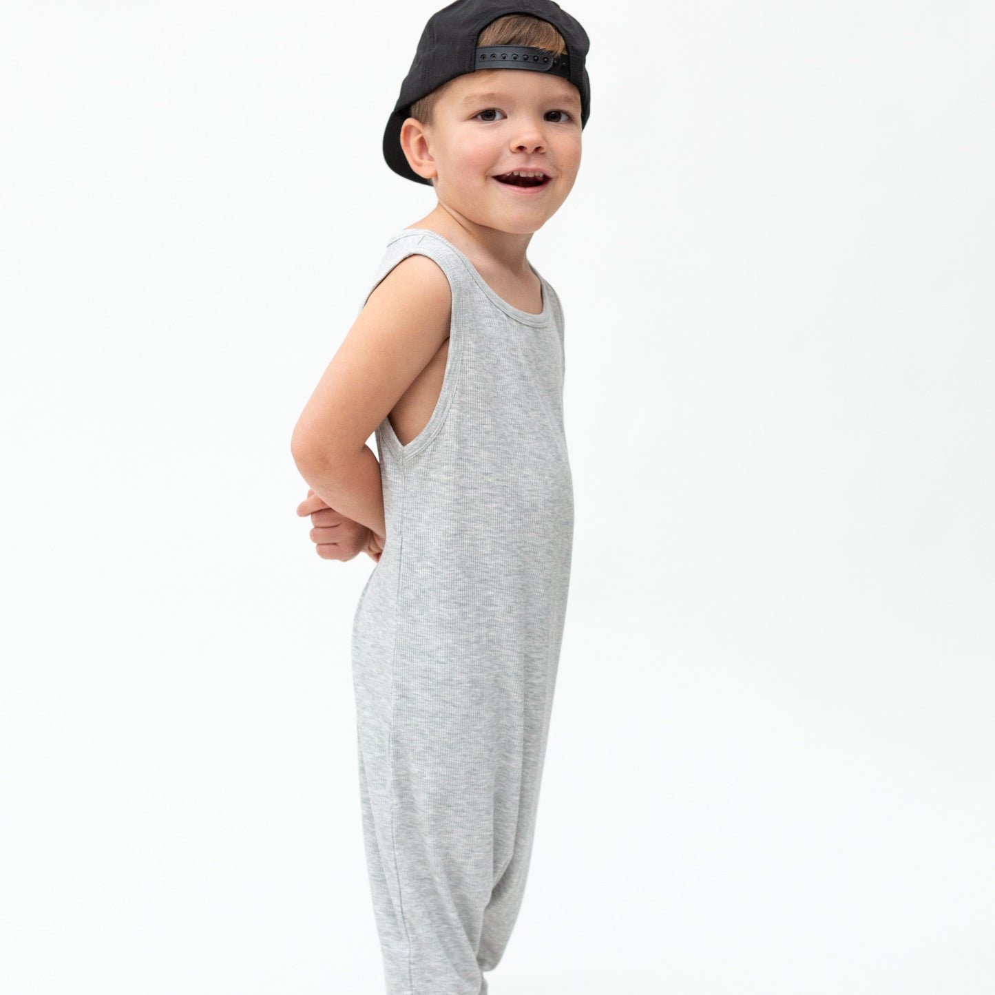 Heather Gray Small Ribbed Harem Romper