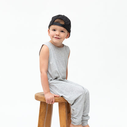 Heather Gray Small Ribbed Harem Romper