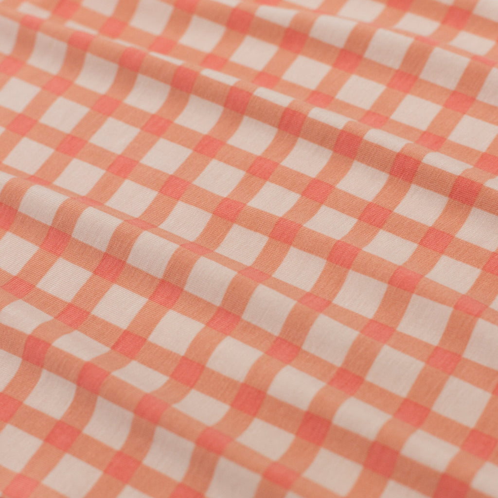 Coral Gingham Swaddle Set