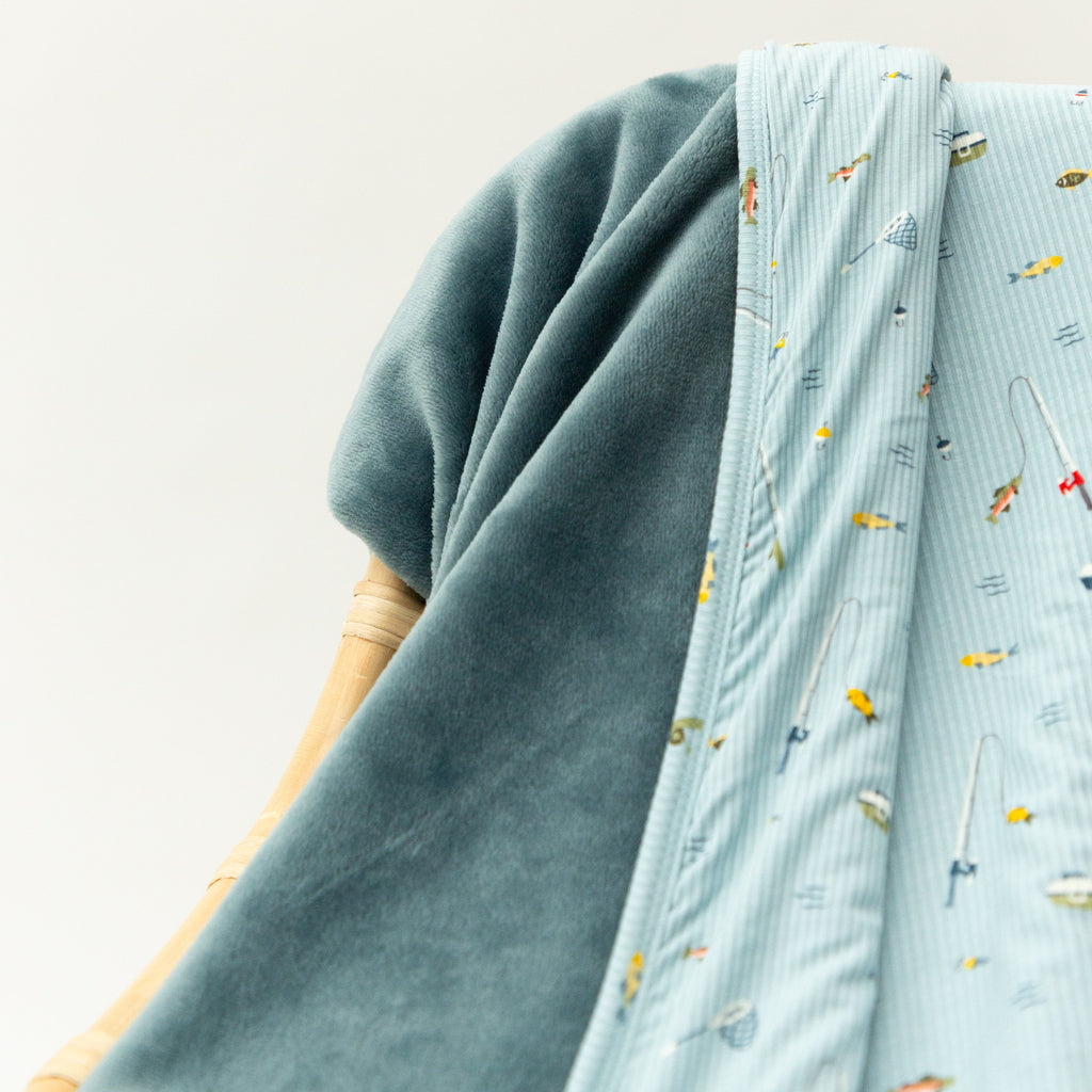 Gone Fishing Small Ribbed Adult Blanket