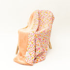 Summer Blooms Small Ribbed Toddler Blanket (Peach Backing)