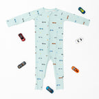 Race Cars Small Ribbed Zip Romper