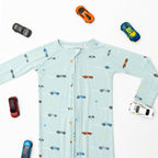 Race Cars Small Ribbed Zip Romper