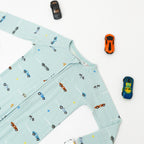 Race Cars Small Ribbed Zip Romper