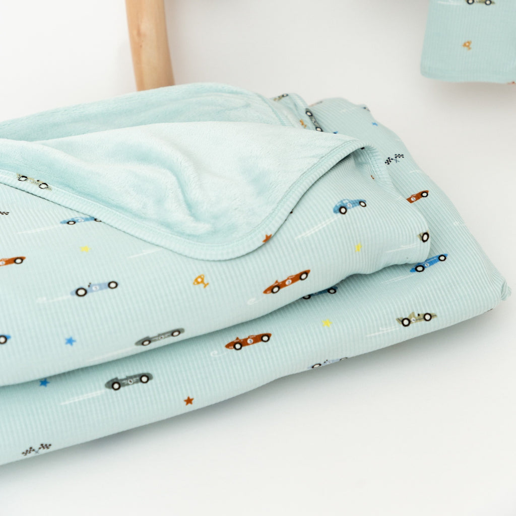 Race Cars Small Ribbed Toddler Blanket