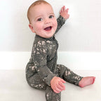 Woodland Camo Small Ribbed Zip Romper