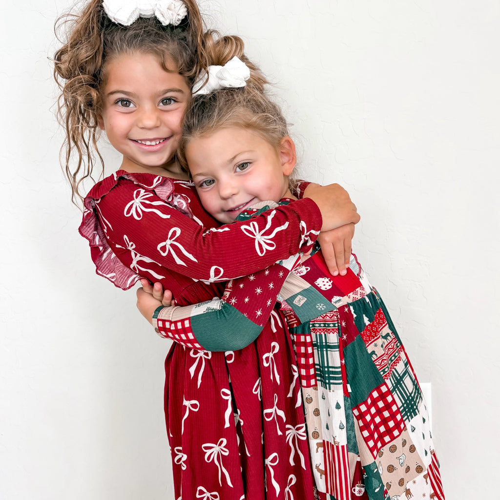 Patchwork Small Ribbed Ruffle Long Sleeve Dress