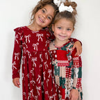 Patchwork Small Ribbed Ruffle Long Sleeve Dress
