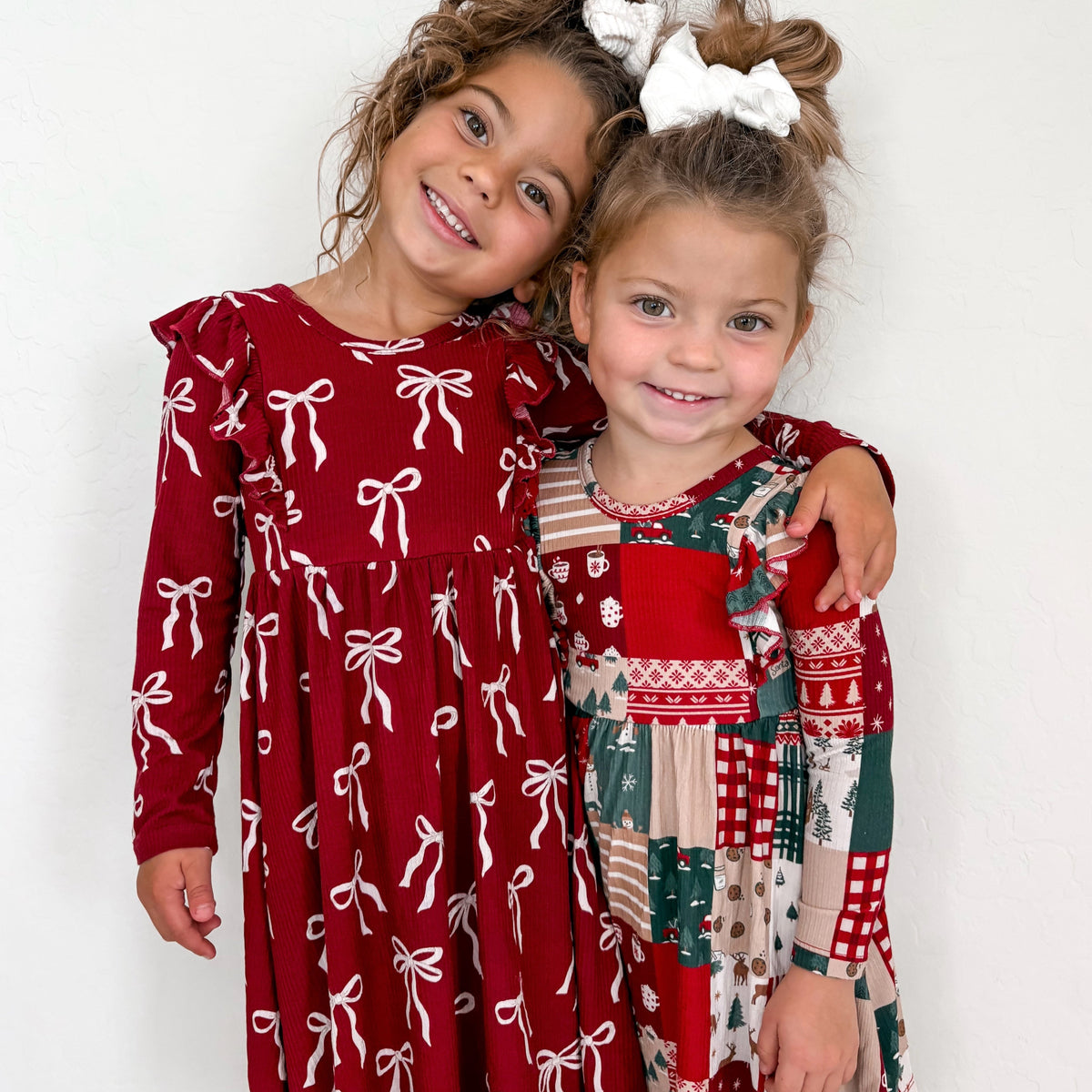 Patchwork Small Ribbed Ruffle Long Sleeve Dress