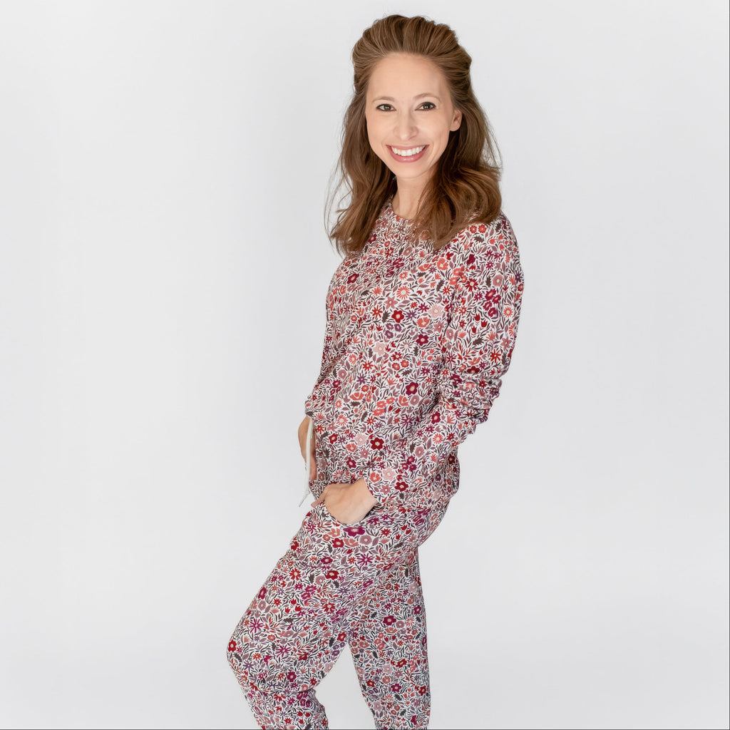 Fall Blooms Small Ribbed Women's Pants