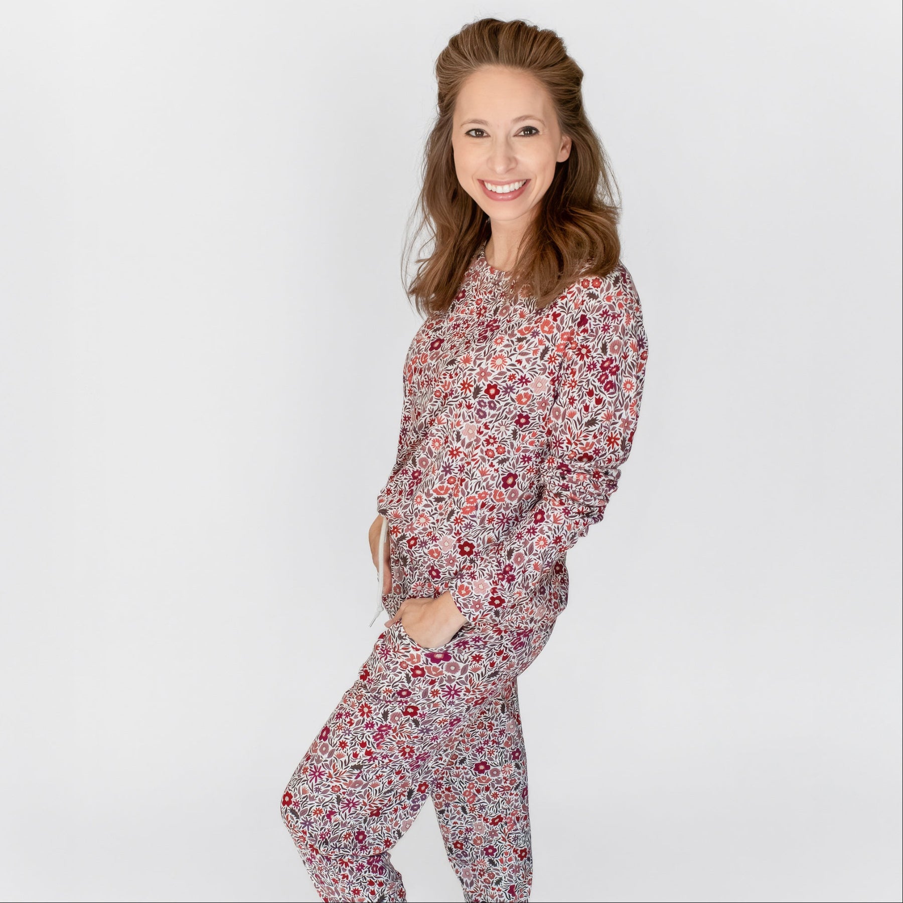 Fall Blooms Small Ribbed Women's Pants