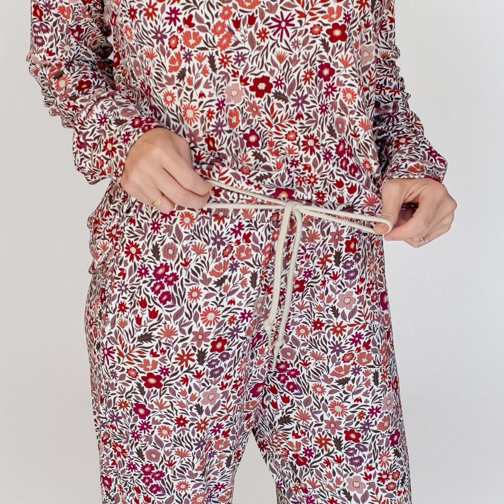 Fall Blooms Small Ribbed Women's Pants