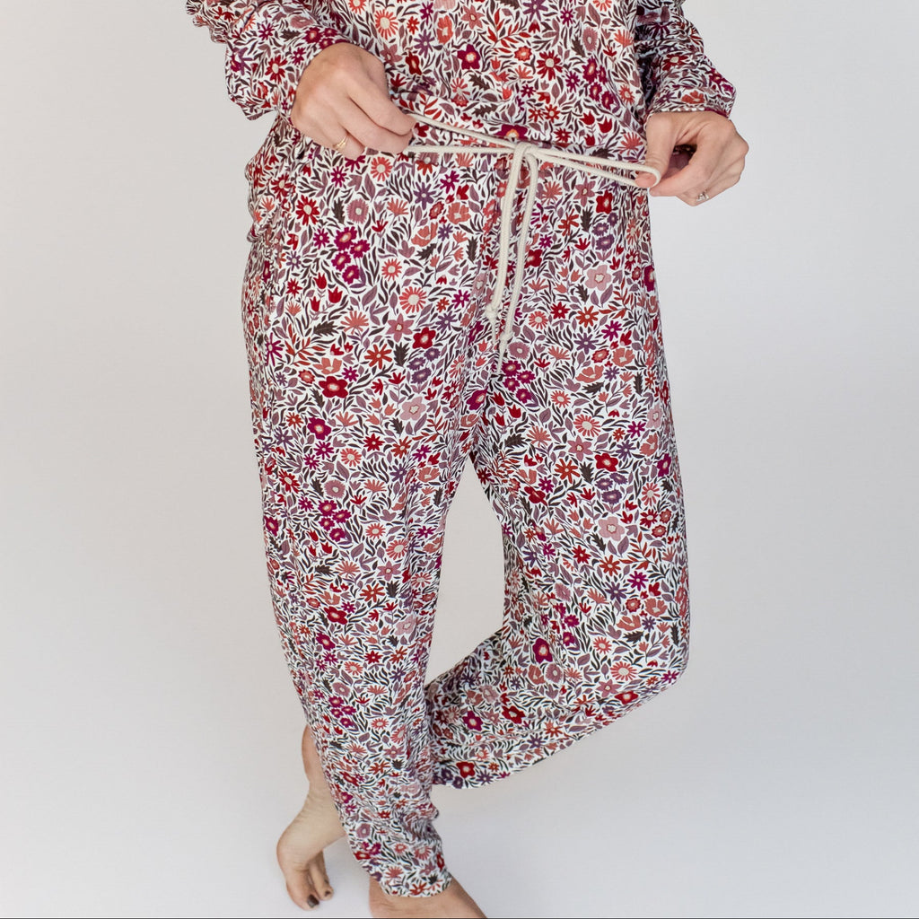 Fall Blooms Small Ribbed Women's Pants