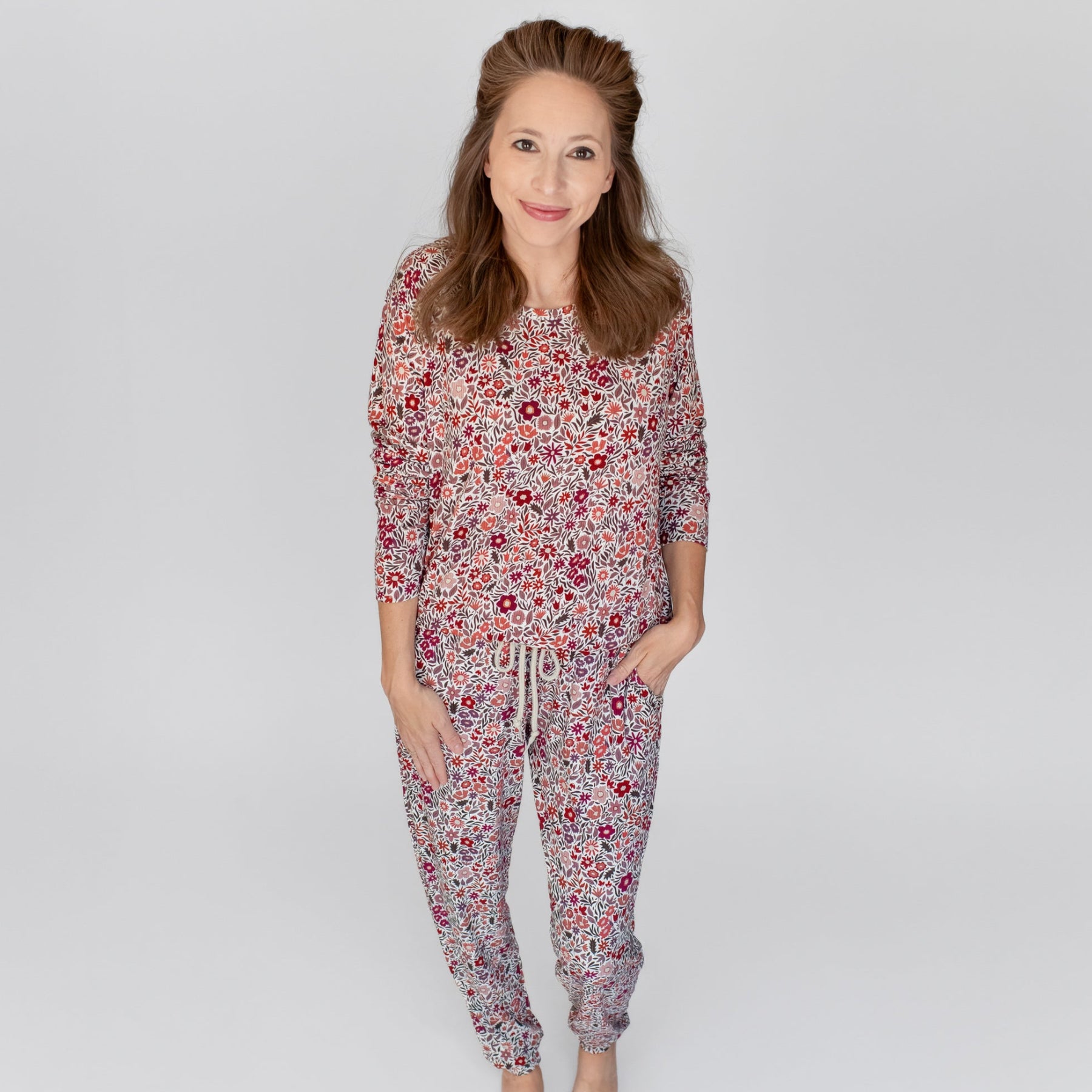 Fall Blooms Small Ribbed Women's Pants