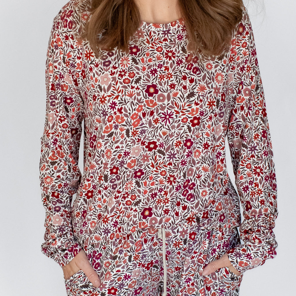 Fall Blooms Small Ribbed Women's Long Sleeve Top